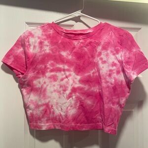 Pink tie-dye cropped T-shirt